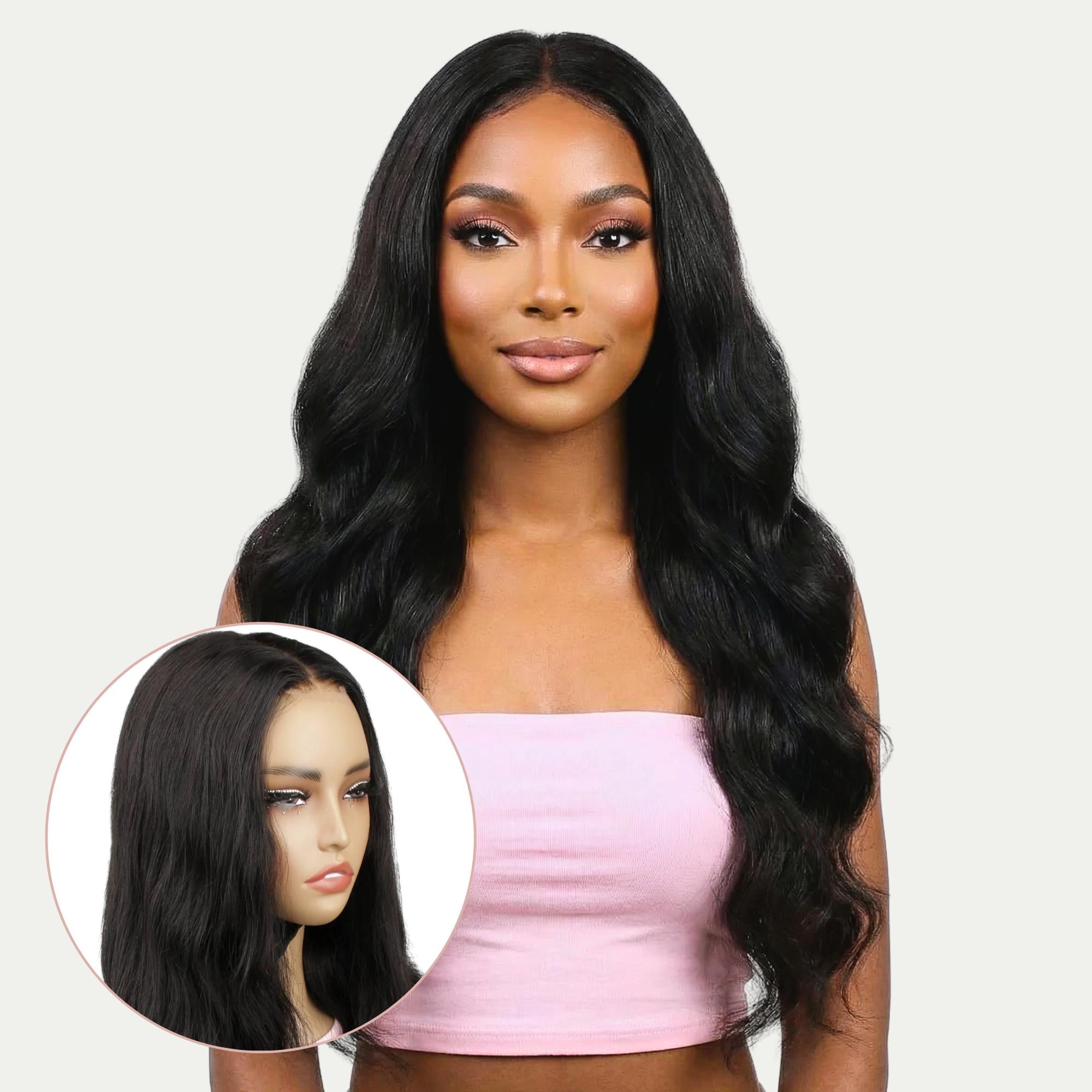 Medium Long Straight Human Hair Wig Glueless Lightweight Daily Wear Straight Wig | Straight Glueless Lace Wig | Hairvivi main image 3