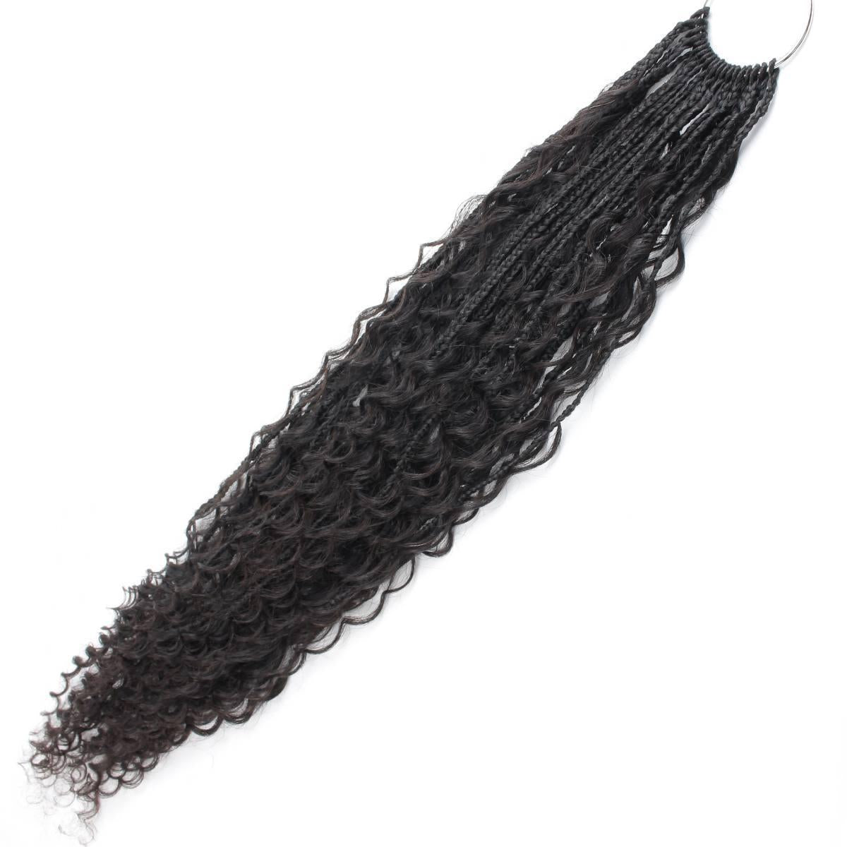 Deep Wave Boho Box Braids with Human Hair Crochet Curls - Private Label