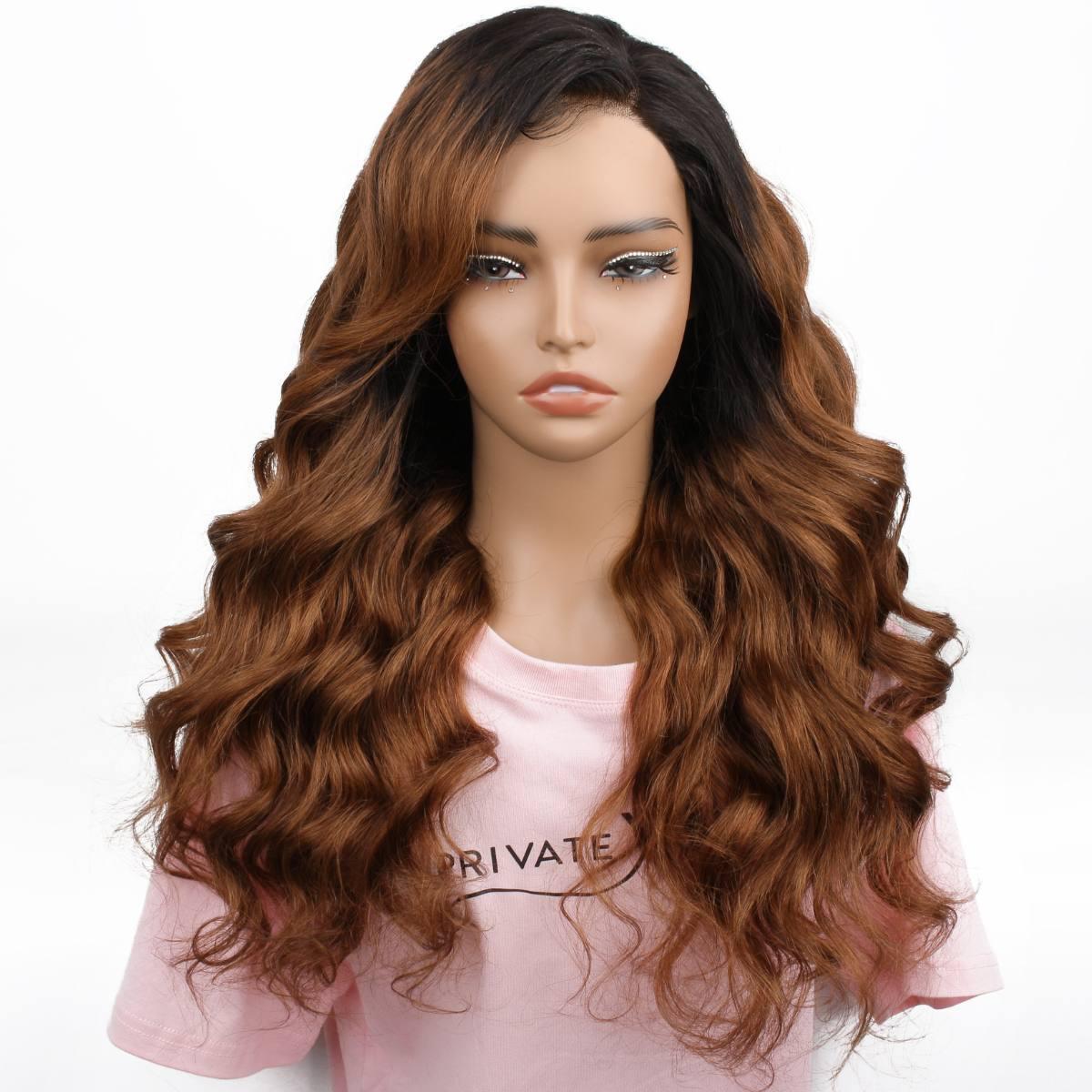 Brown Ombre Wavy 5x5 Transparent Closure Wig – Private Label