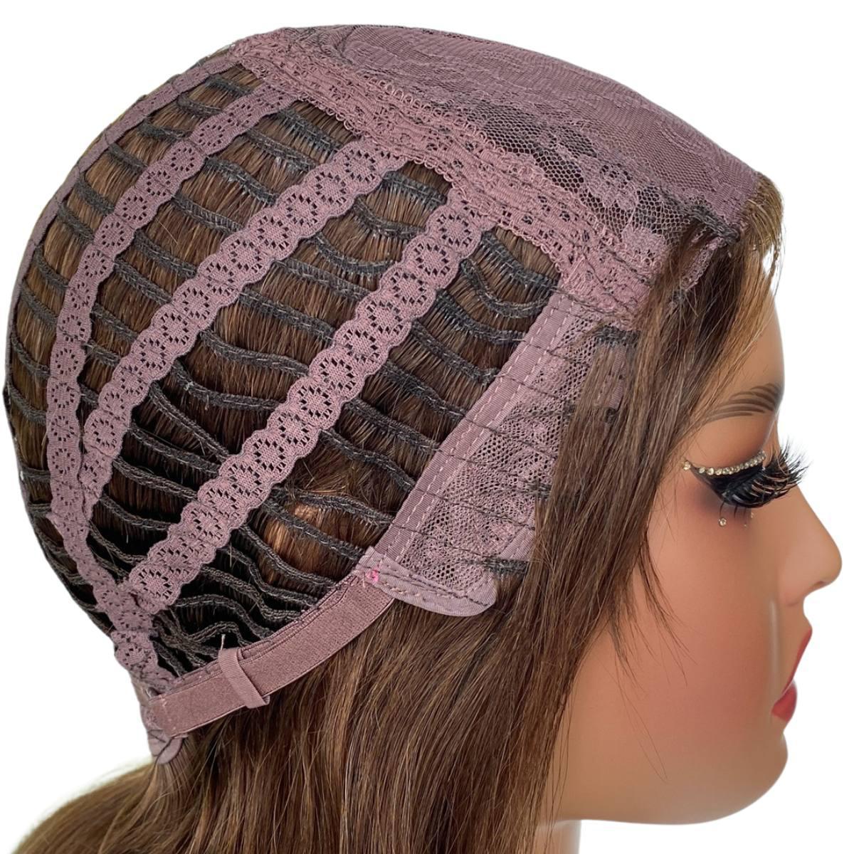 Medium Brown Straight 100% Human Hair Capless Bang Wig - Private Label