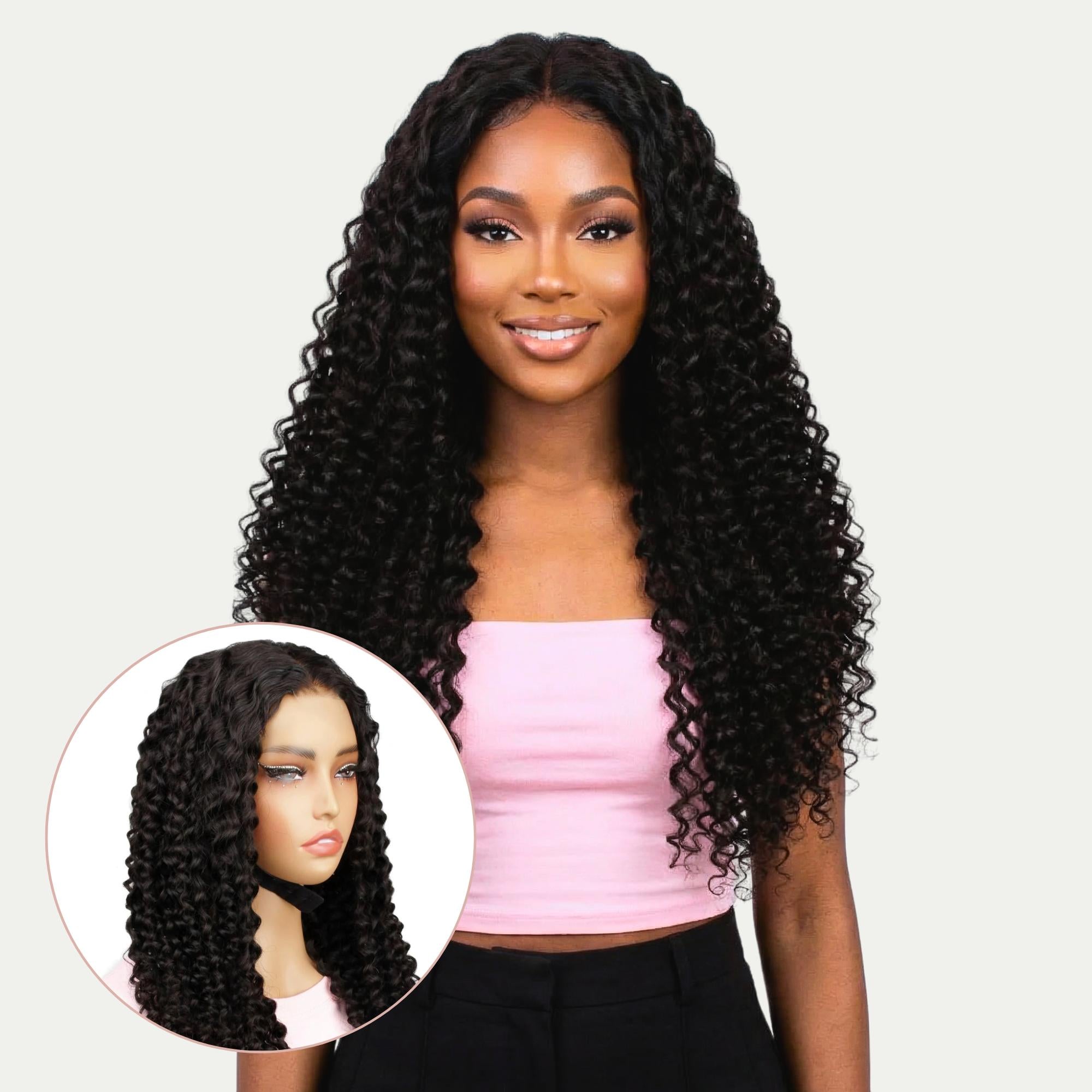 Deep Curly 2x6 HD Lace Closure 100% Human Hair Glueless Wig