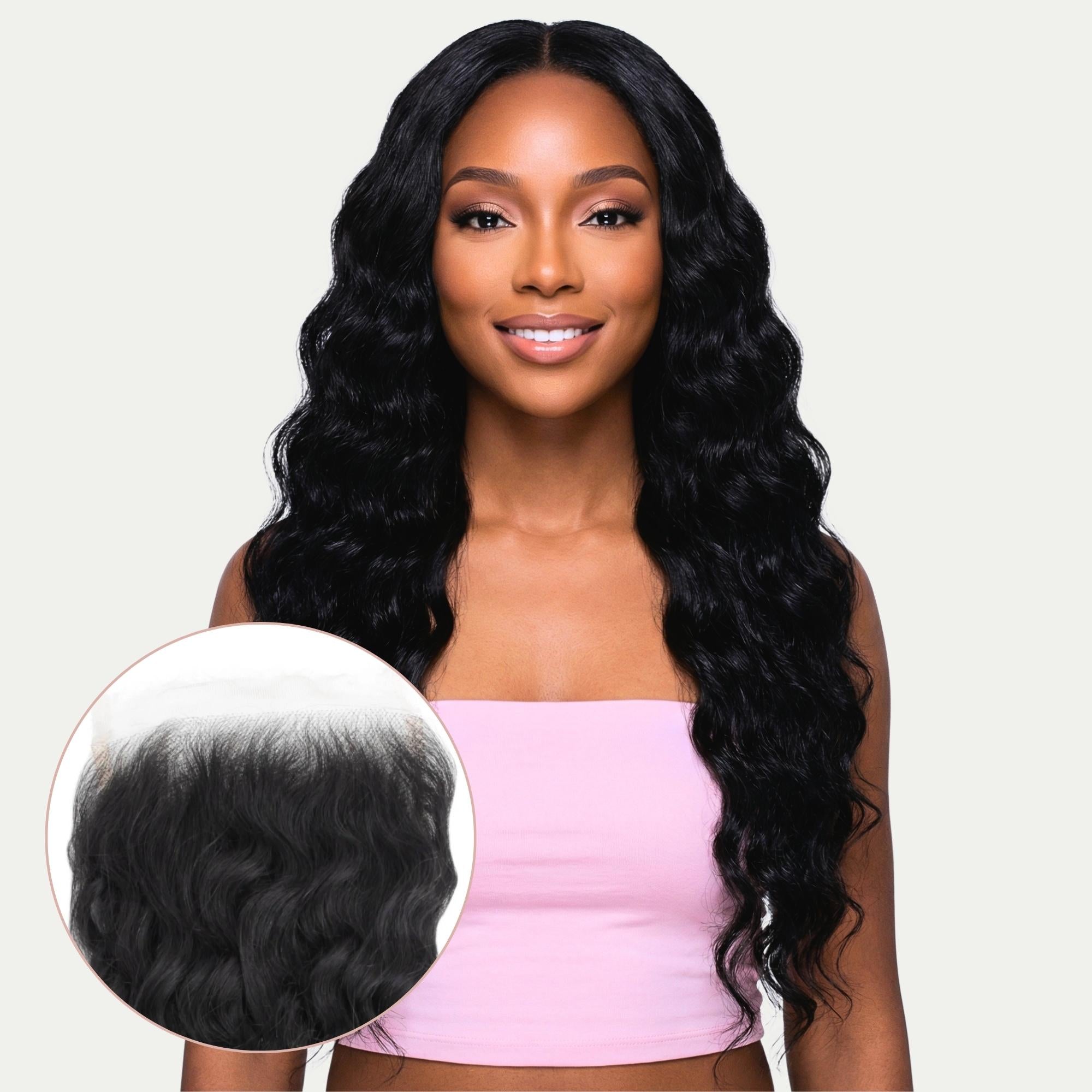 Deep Wave Human Hair Bundles with 5x5 HD Lace Closure 12-18 Inch Deep Wave HD Closures | Brazilian Curly Closures with Real  main image 2