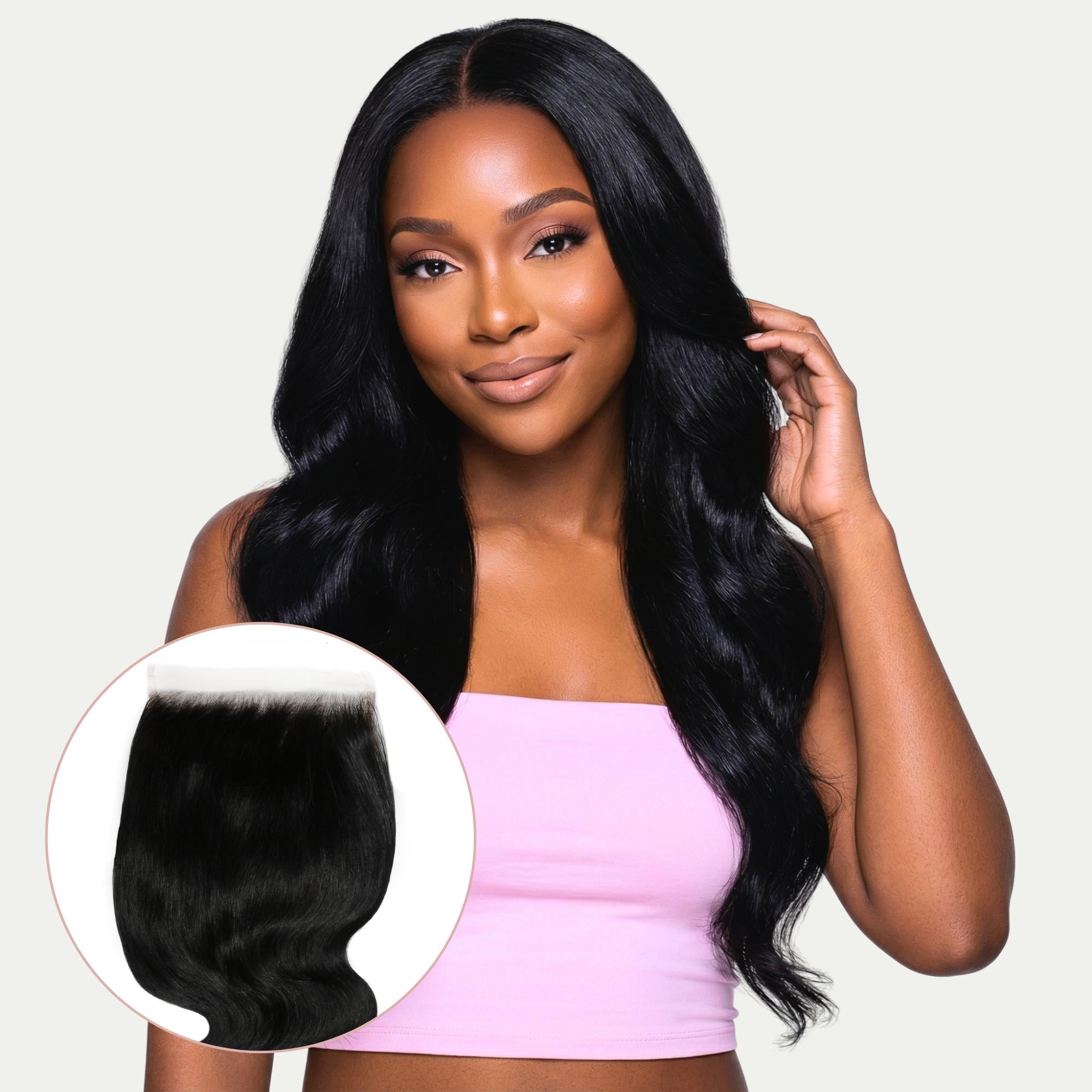 ベアモデル　ラドン Jet Black Body Wave 6x6 HD Lace Closure | 100% Human Hair