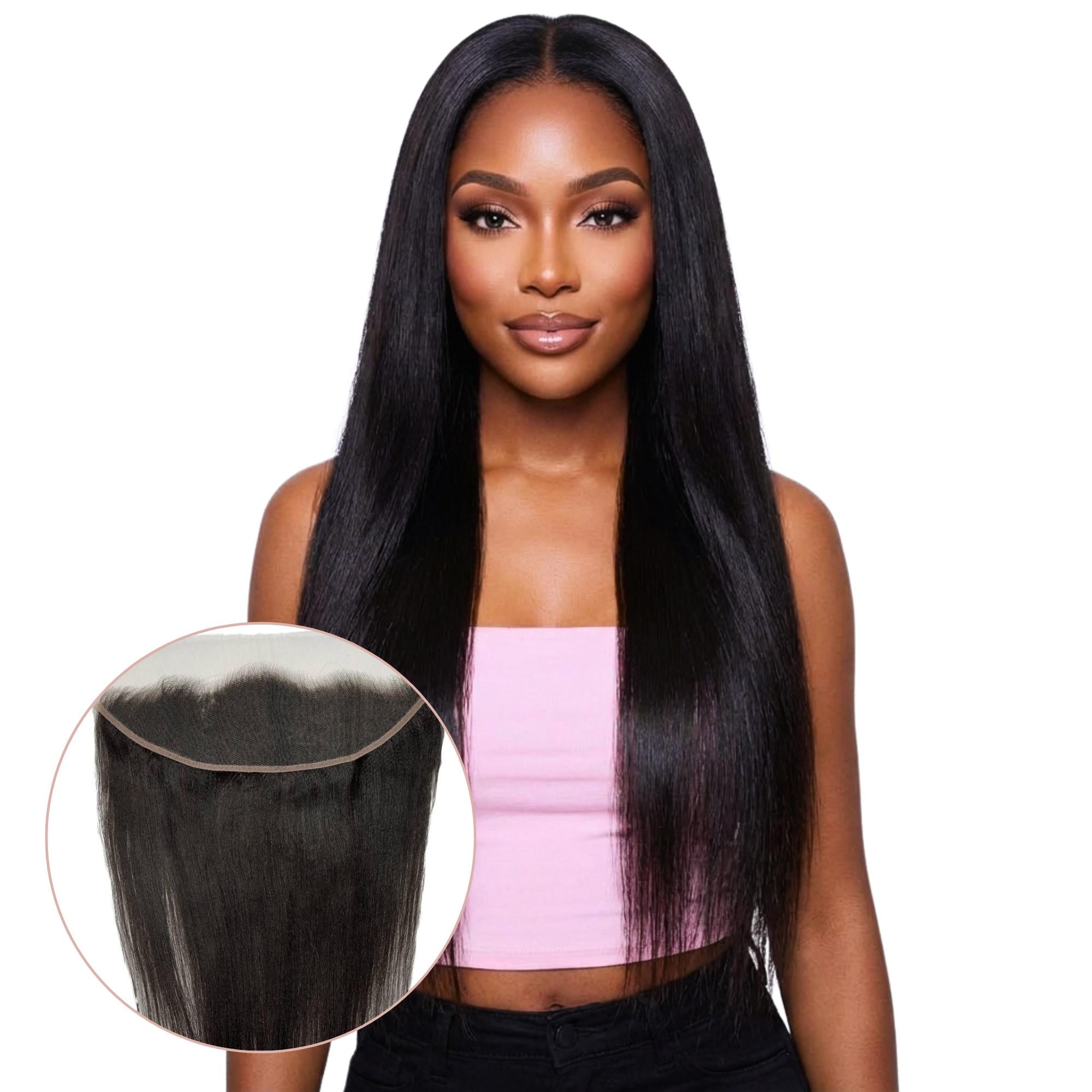 13x4 HD Lace Frontal 16 Inch Straight Human Hair Ultra Thin Yaki Straight 13x4 HD Frontal | Undetectable Lace – Private  main image 3