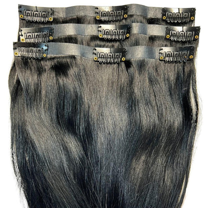 natural black seamless clip ins three pieces wide view