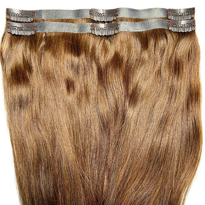medium brown seamless clip ins wide view of inside