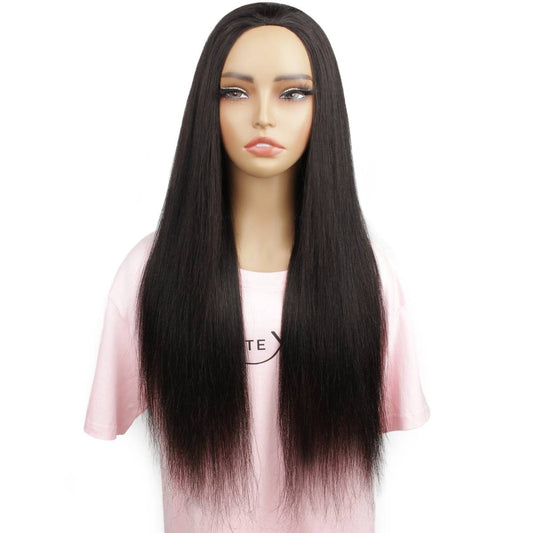 Yaki Straight Human Hair Half Wig