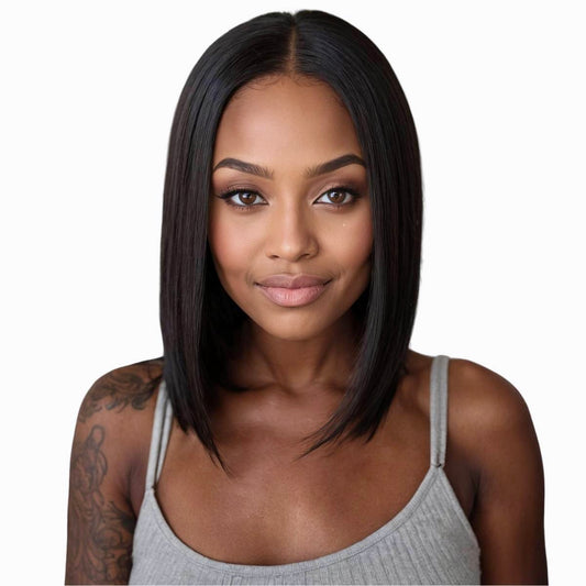 Jet Black 2x6 HD Lace Closure 100% Human Hair Bob Wig