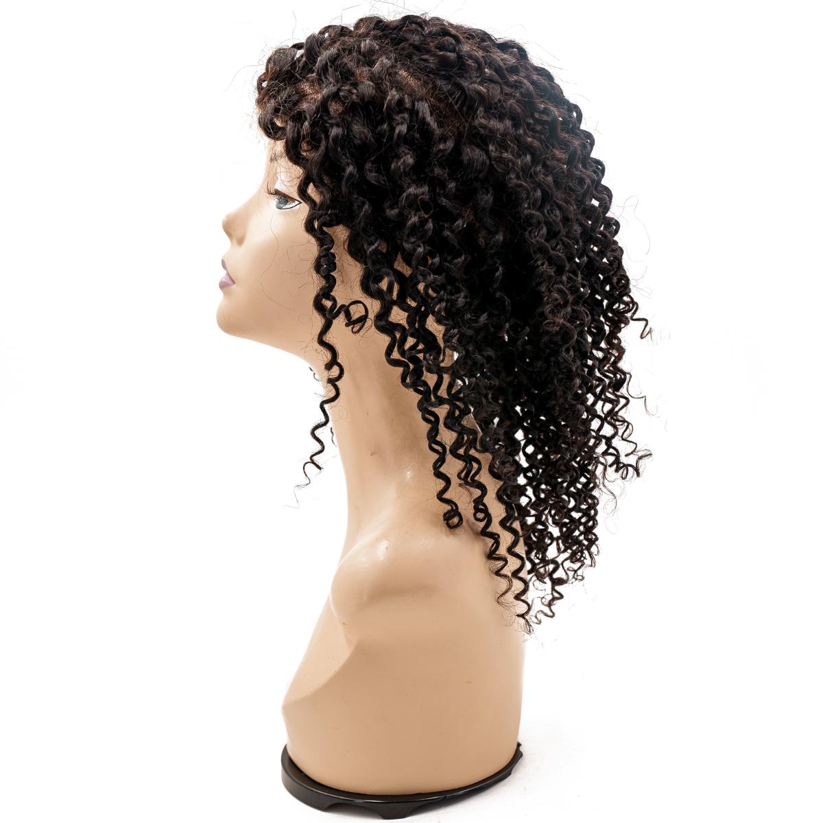 curly Fine mono base french lace medical wig