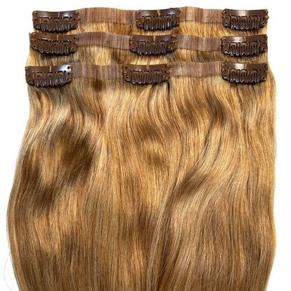 honey blonde seamless clip ins inside view 