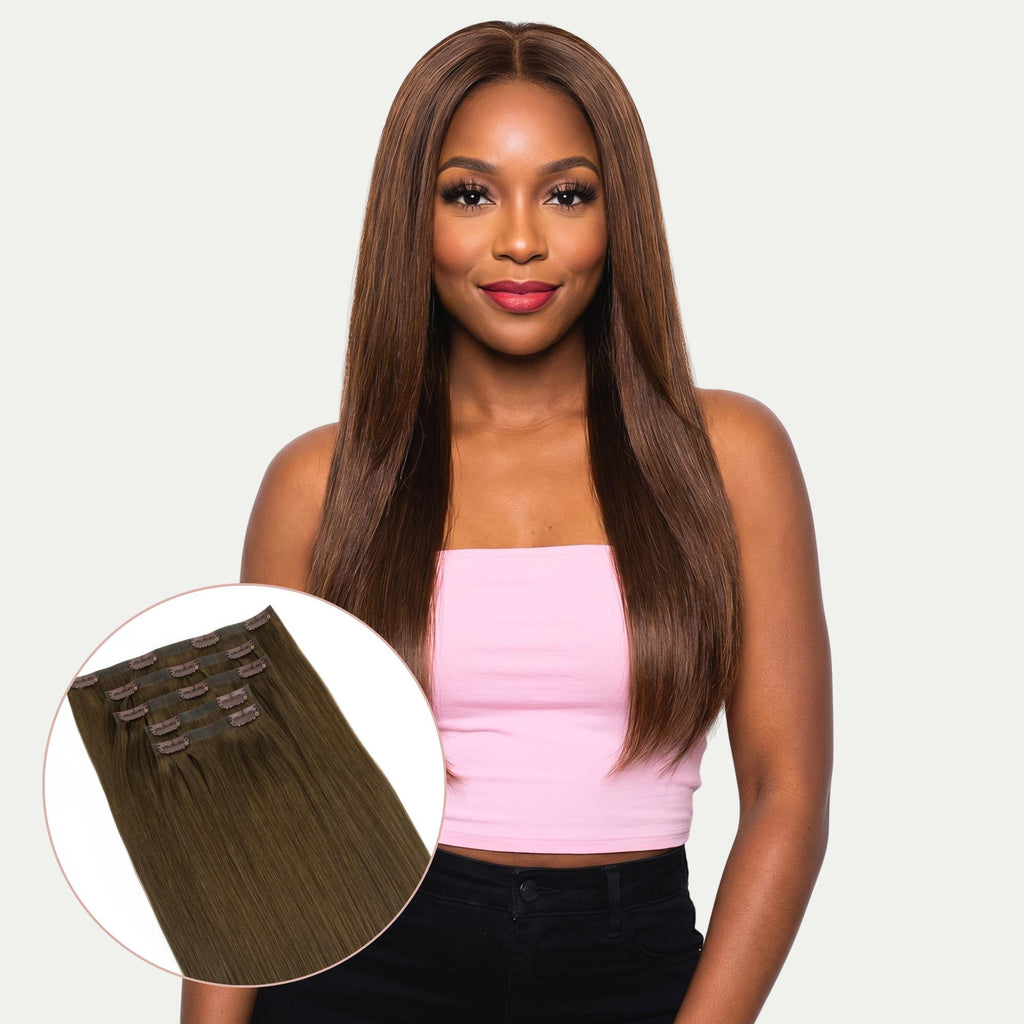 16" Chocolate Brown Invisible Clip - ins (140g) - Private Label