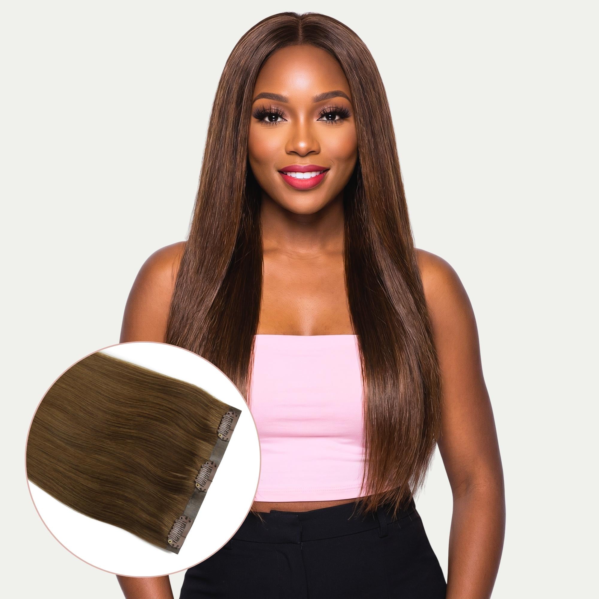 16" Chocolate Brown Seamless Clip - ins (140g) - Private Label