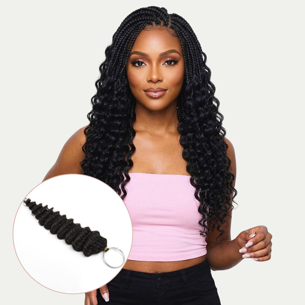 16" Deep Wave Feather Crochet Human Hair - Private Label