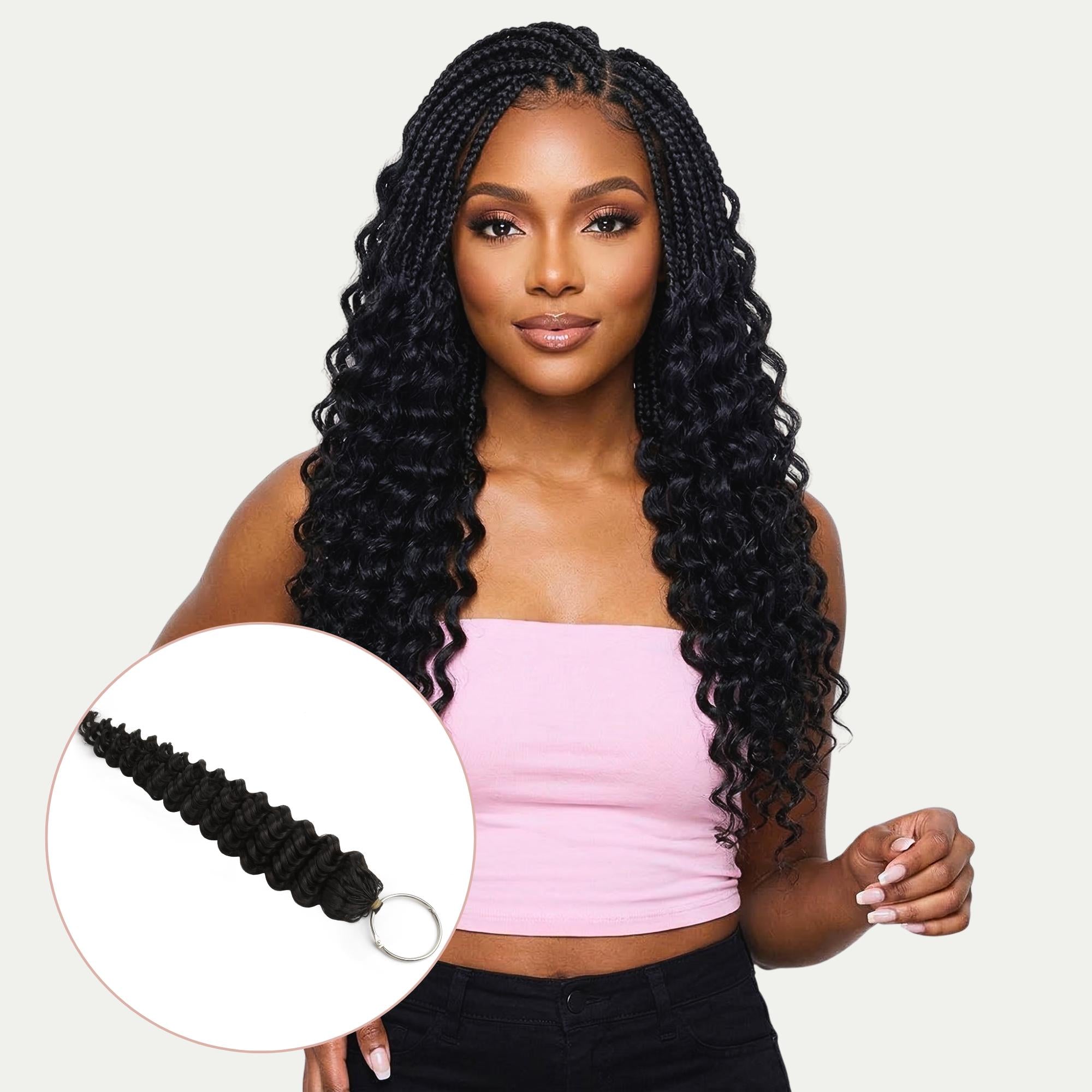 16" Deep Wave Feather Crochet Human Hair - Private Label