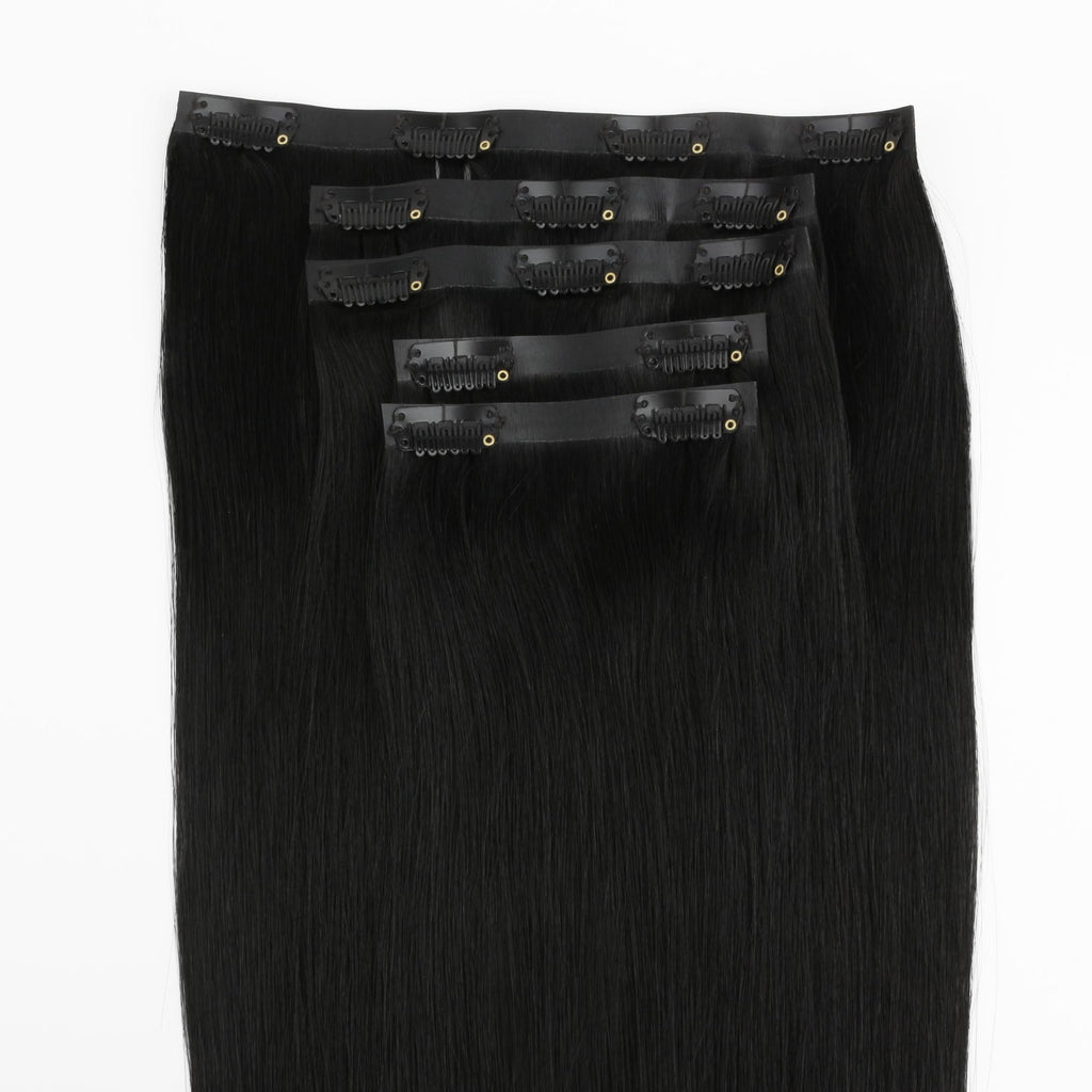 16" Jet Black Seamless Clip - ins (140g) - Private Label