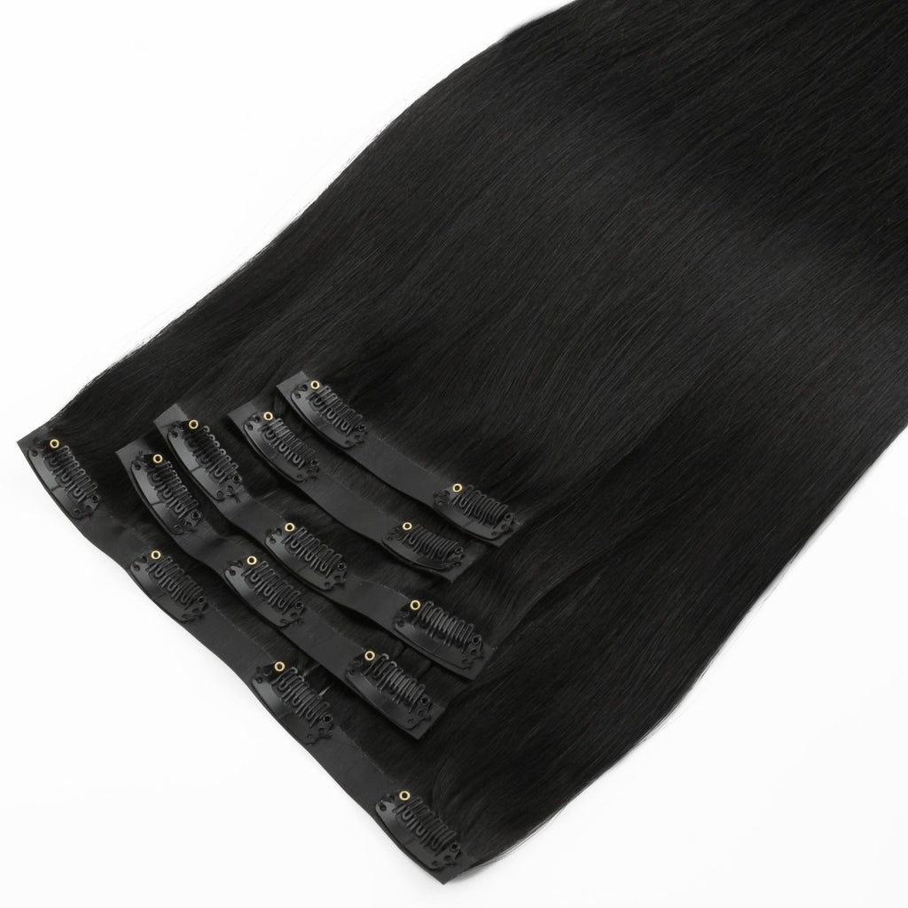 16" Jet Black Seamless Clip - ins (140g) - Private Label