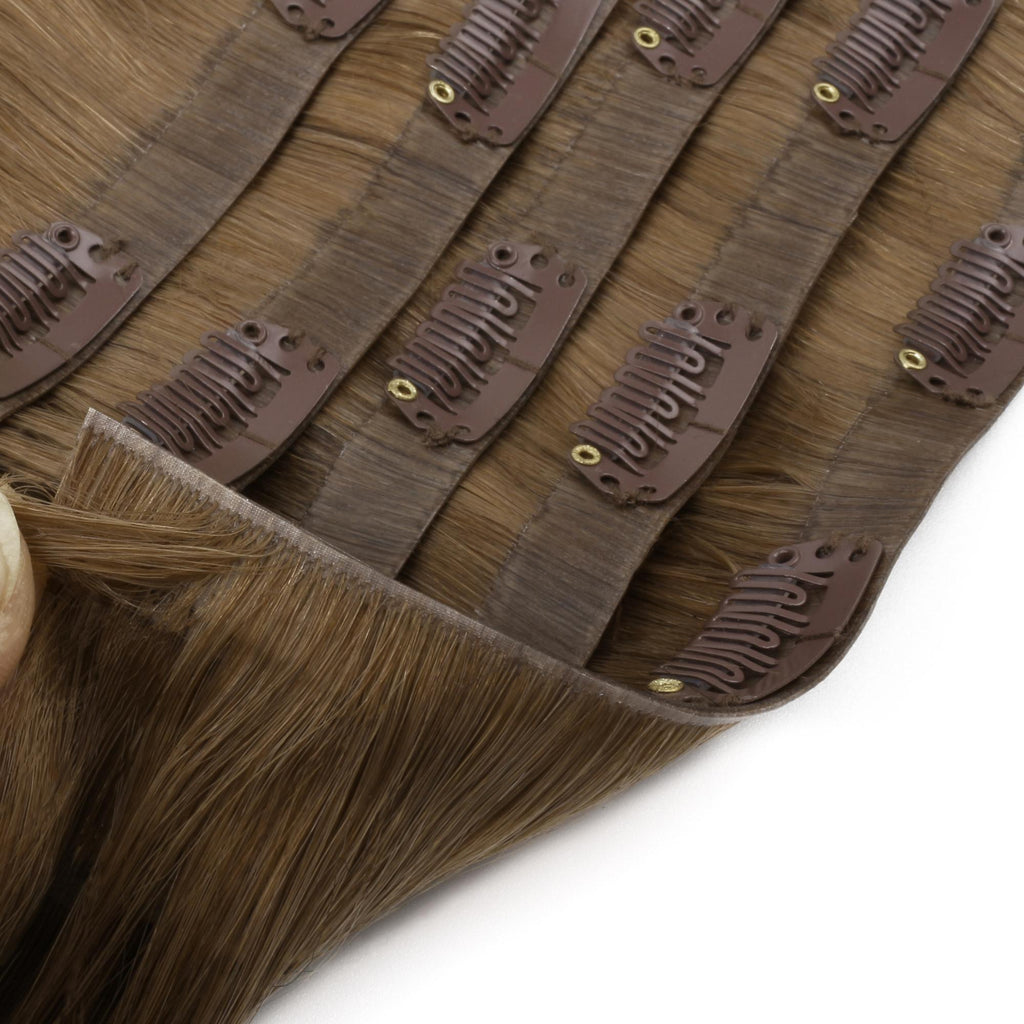 16" Medium Chestnut Brown Invisible Clip - ins (140g) - Private Label