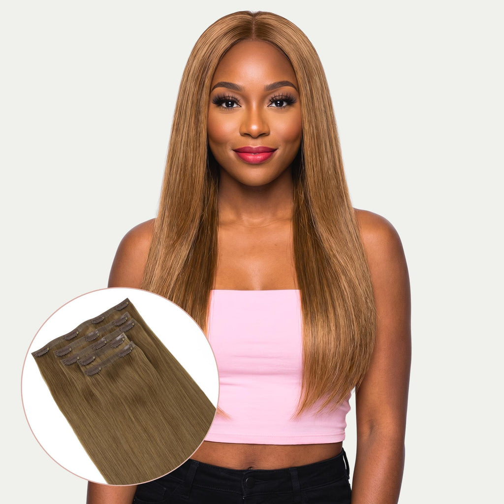 16" Medium Chestnut Brown Invisible Clip - ins (140g) - Private Label