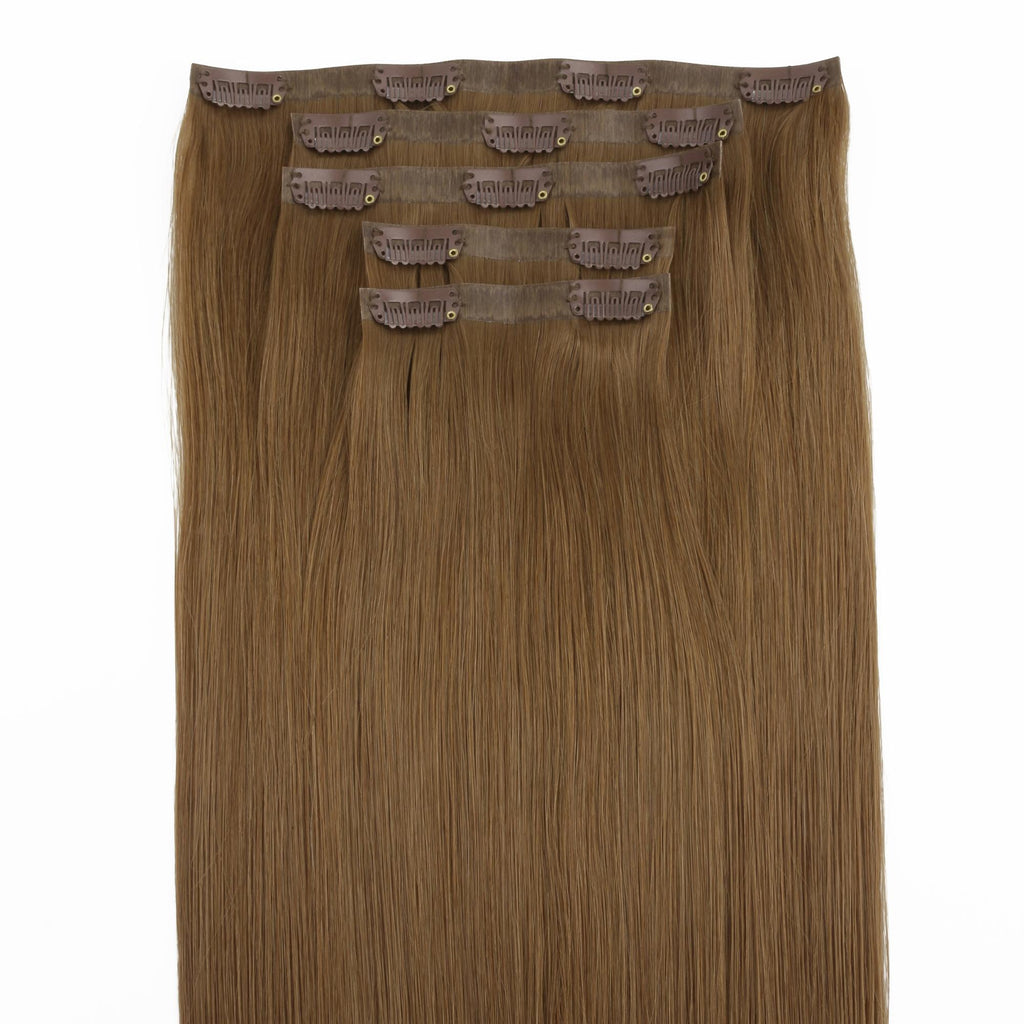 16" Medium Chestnut Brown Seamless Clip - ins (140g) - Private Label