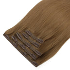 16" Medium Chestnut Brown Seamless Clip - ins (140g) - Private Label
