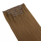 16" Medium Chestnut Brown Seamless Clip - ins (140g) - Private Label
