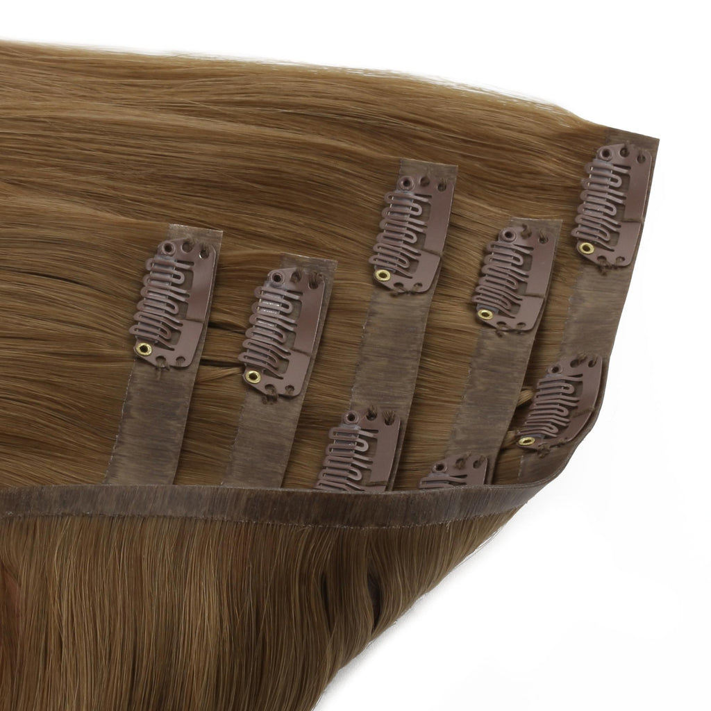 16" Medium Chestnut Brown Seamless Clip - ins (140g) - Private Label