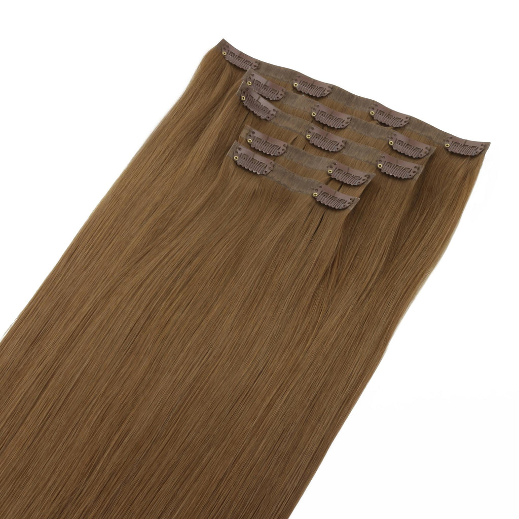 16" Medium Chestnut Brown Seamless Clip - ins (140g) - Private Label