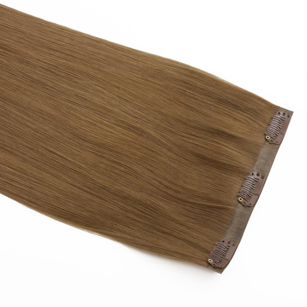 16" Medium Chestnut Brown Seamless Clip - ins (140g) - Private Label