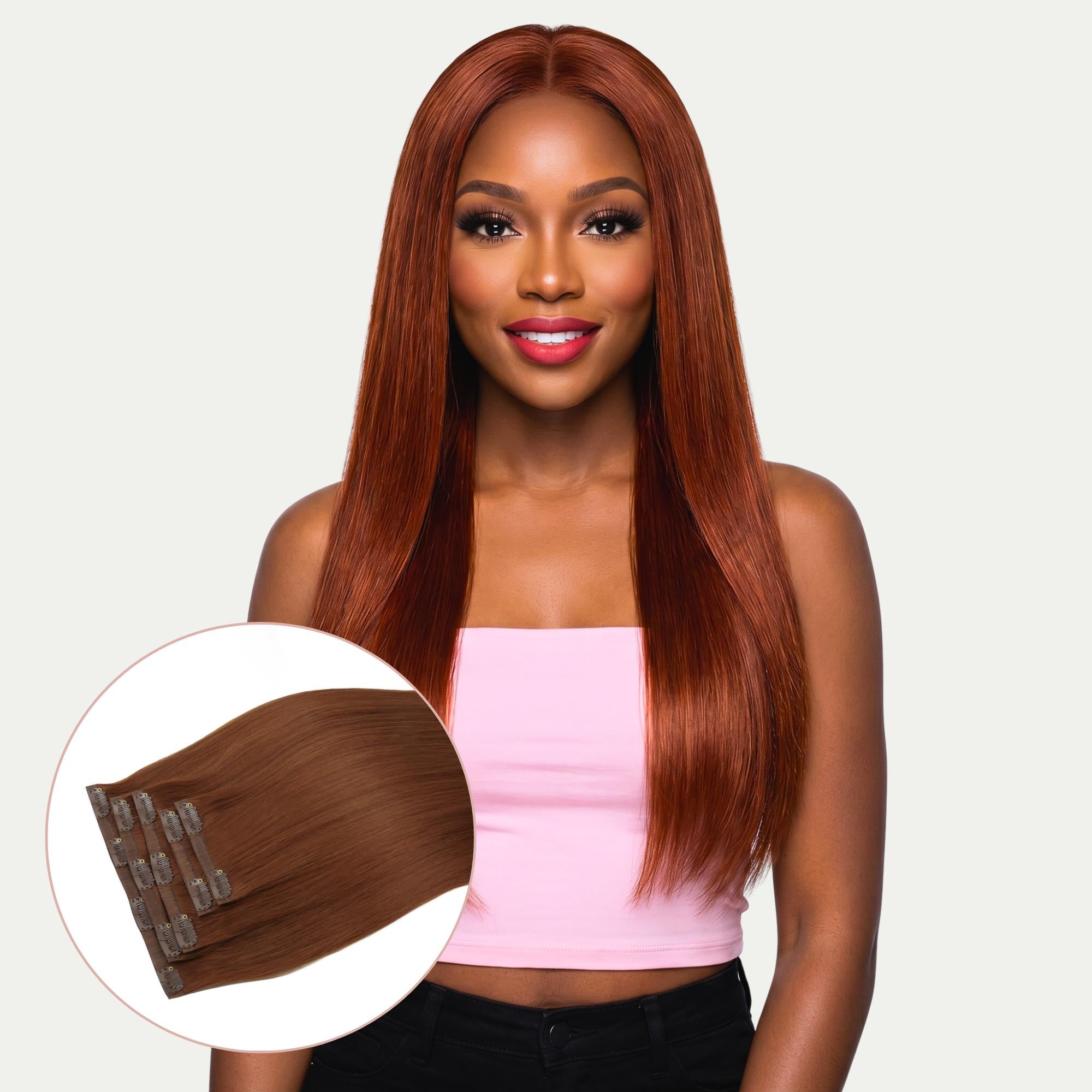 16" Rich Copper Auburn Invisible Clip - ins (140g) - Private Label