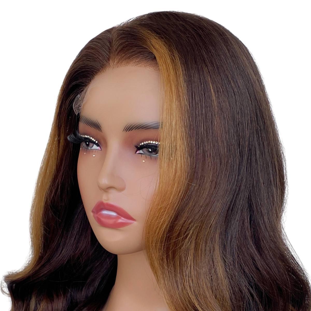 Brown Balayage Wavy 5x5 HD Lace Closure 100% Human Hair Bob Wig - Private Label