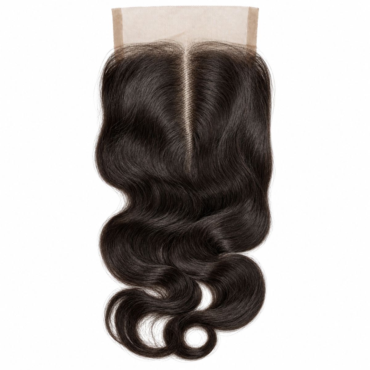 Body wave 100% human hair standard lace closure in 1B natural black