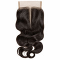 Body wave 100% human hair standard lace closure in 1B natural black