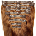 Medium Brown Seamless Clip - In 100% Human Hair Extensions - Private Label
