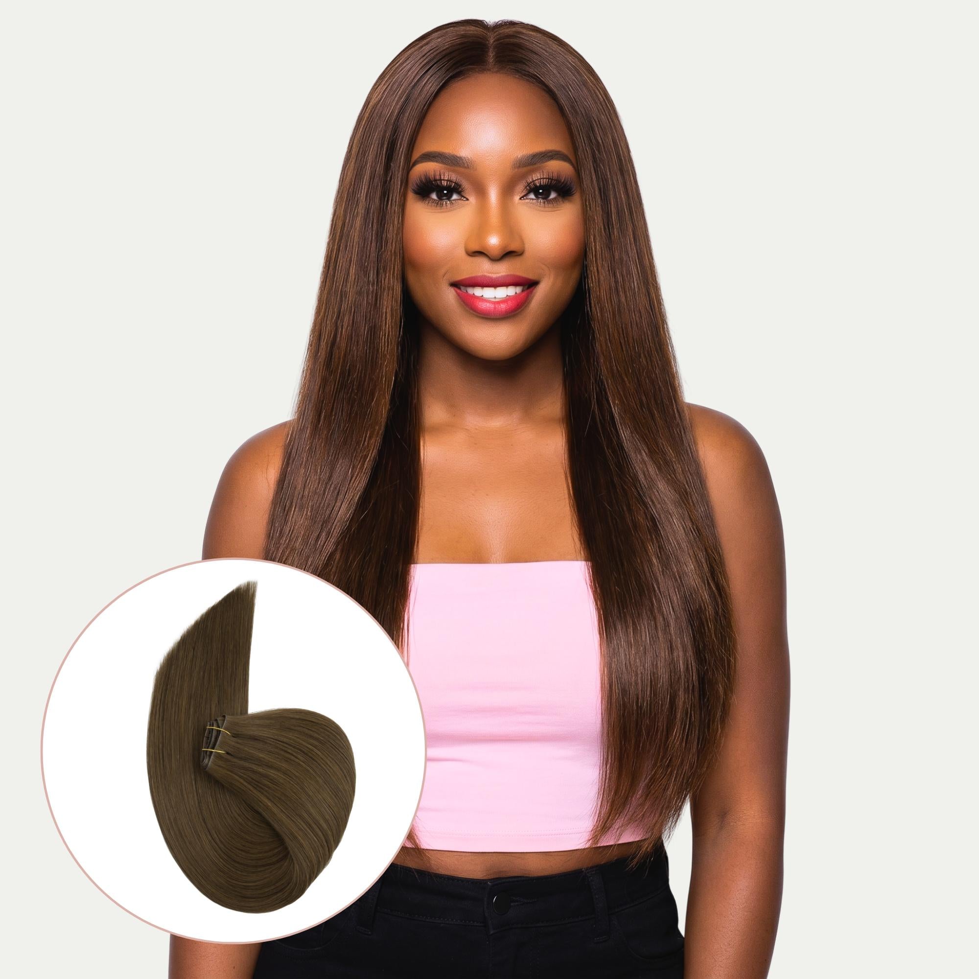 20" Chocolate Brown Invisible Clip - ins (180g) - Private Label