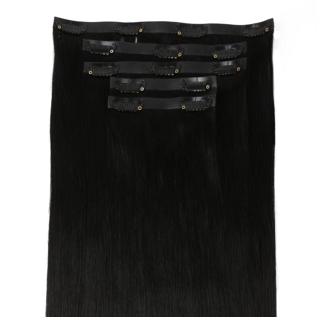 20" Jet Black Invisible Clip - ins (180g) - Private Label