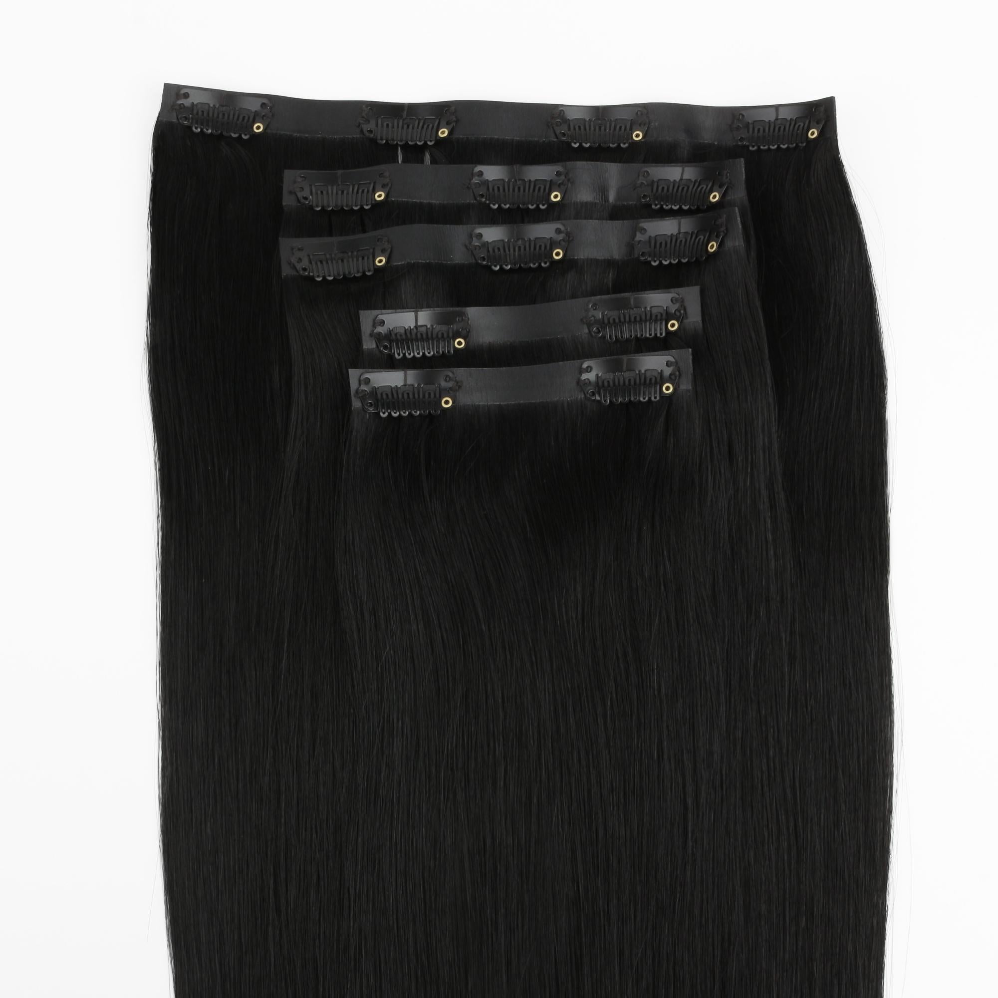 20" Jet Black Seamless Clip - ins (180g) - Private Label