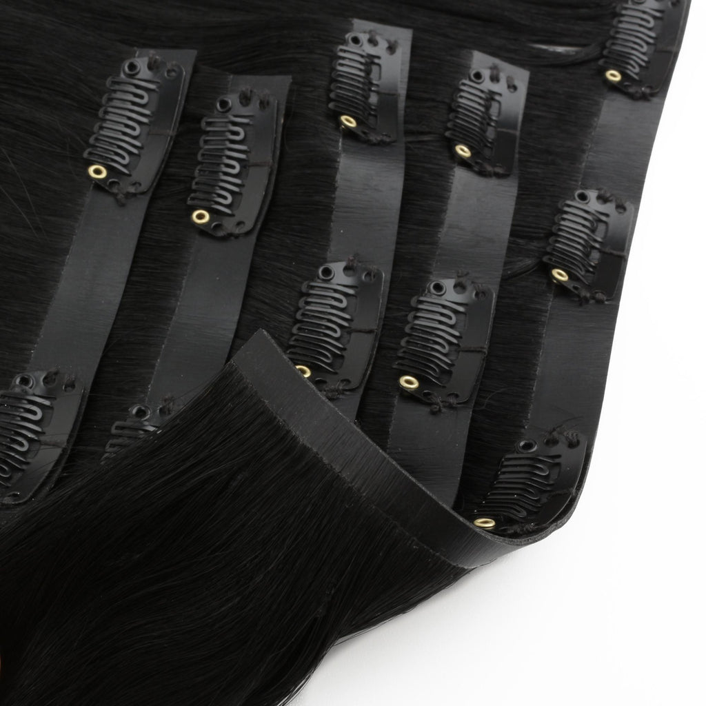 20" Jet Black Seamless Clip - ins (180g) - Private Label