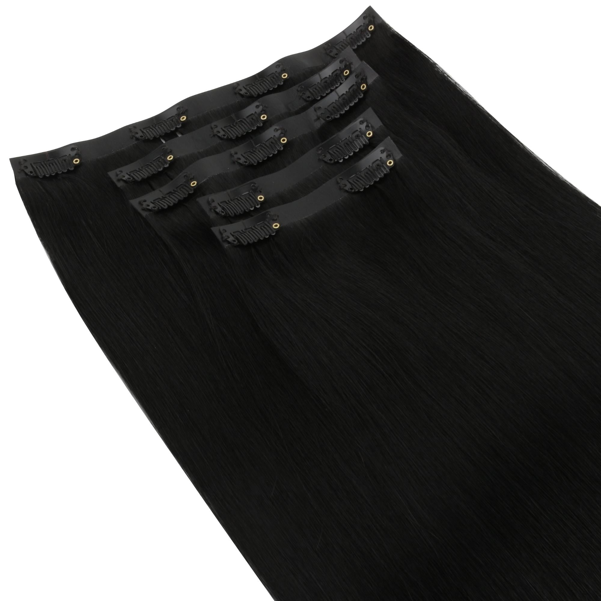 20" Jet Black Seamless Clip - ins (180g) - Private Label