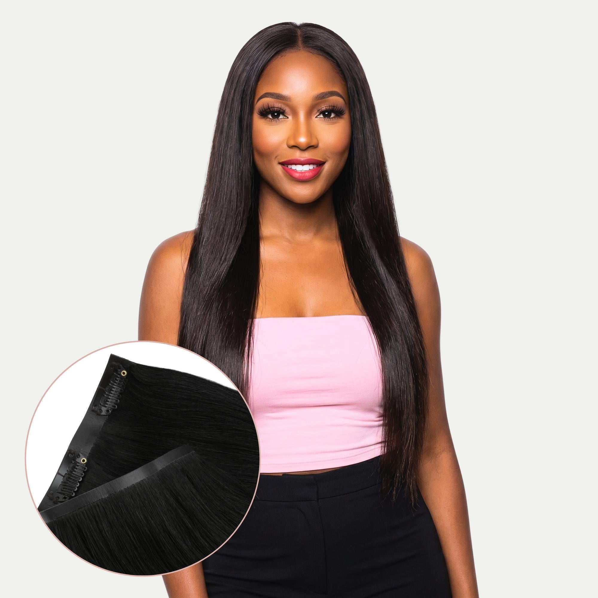 20" Jet Black Seamless Clip - ins (180g) - Private Label