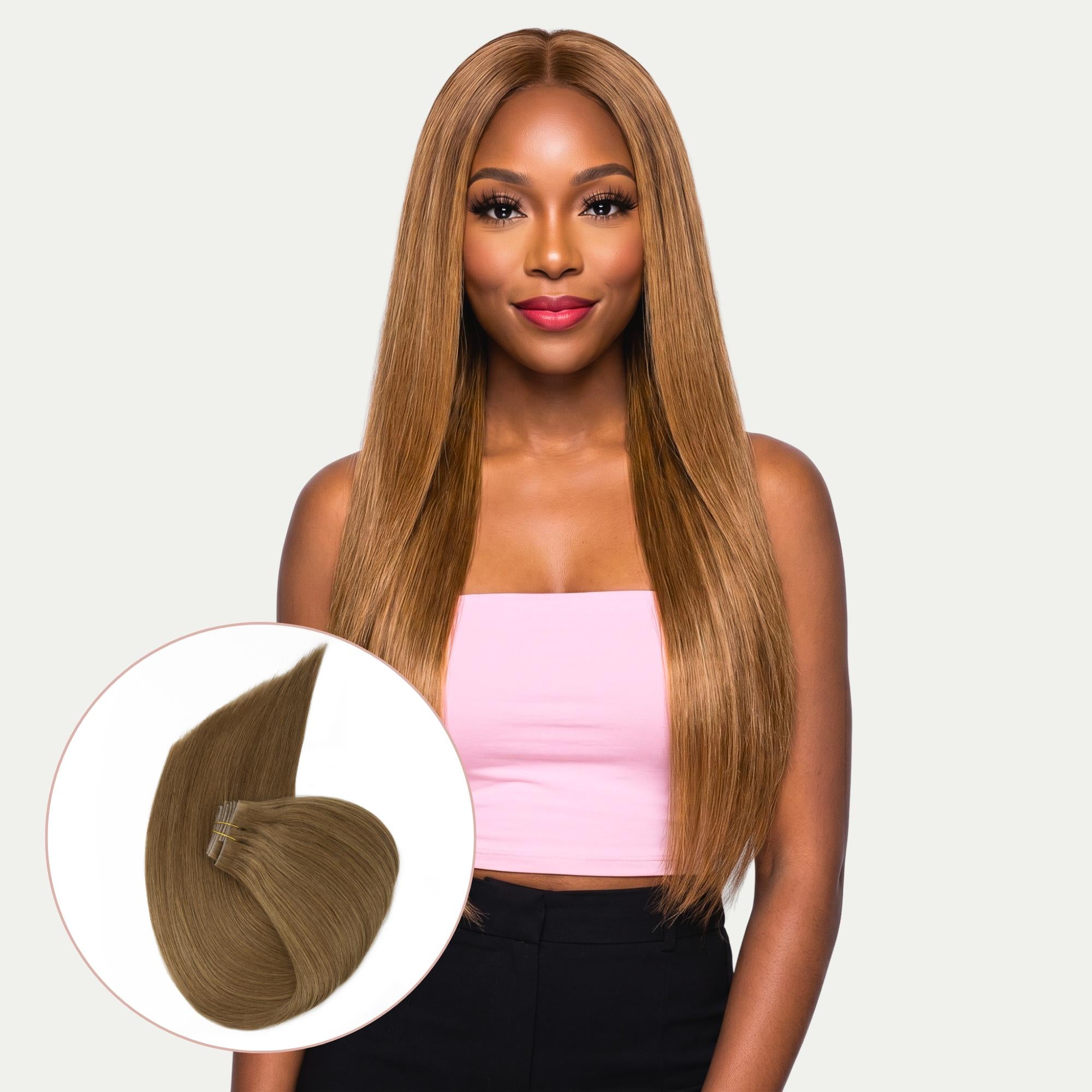 20" Medium Chestnut Brown Invisible Clip - ins (180g) - Private Label