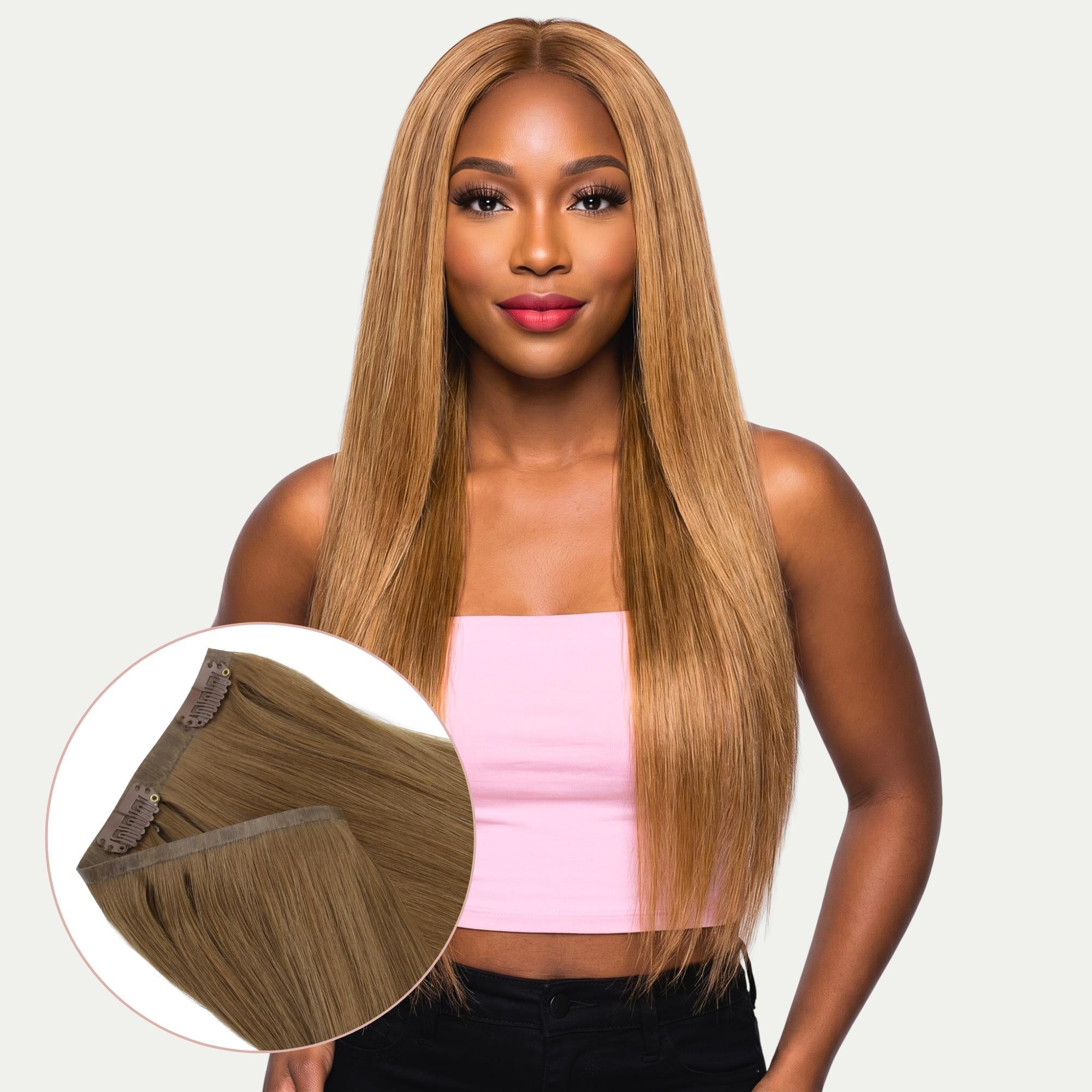 20" Medium Chestnut Brown Seamless Clip - ins (180g) - Private Label