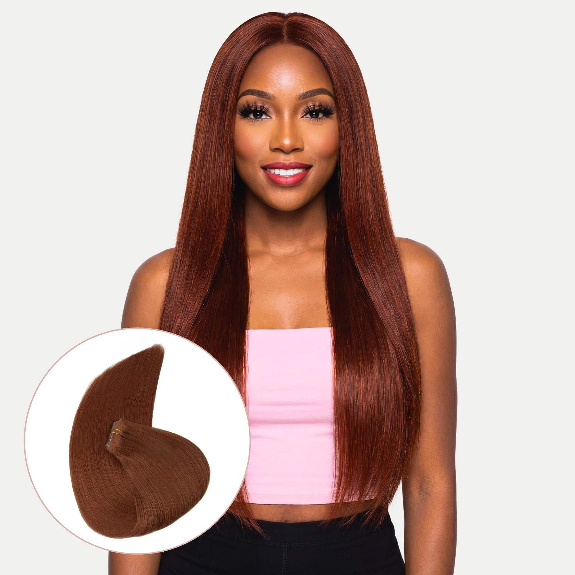 20" Rich Copper Auburn Invisible Clip - ins (180g) - Private Label