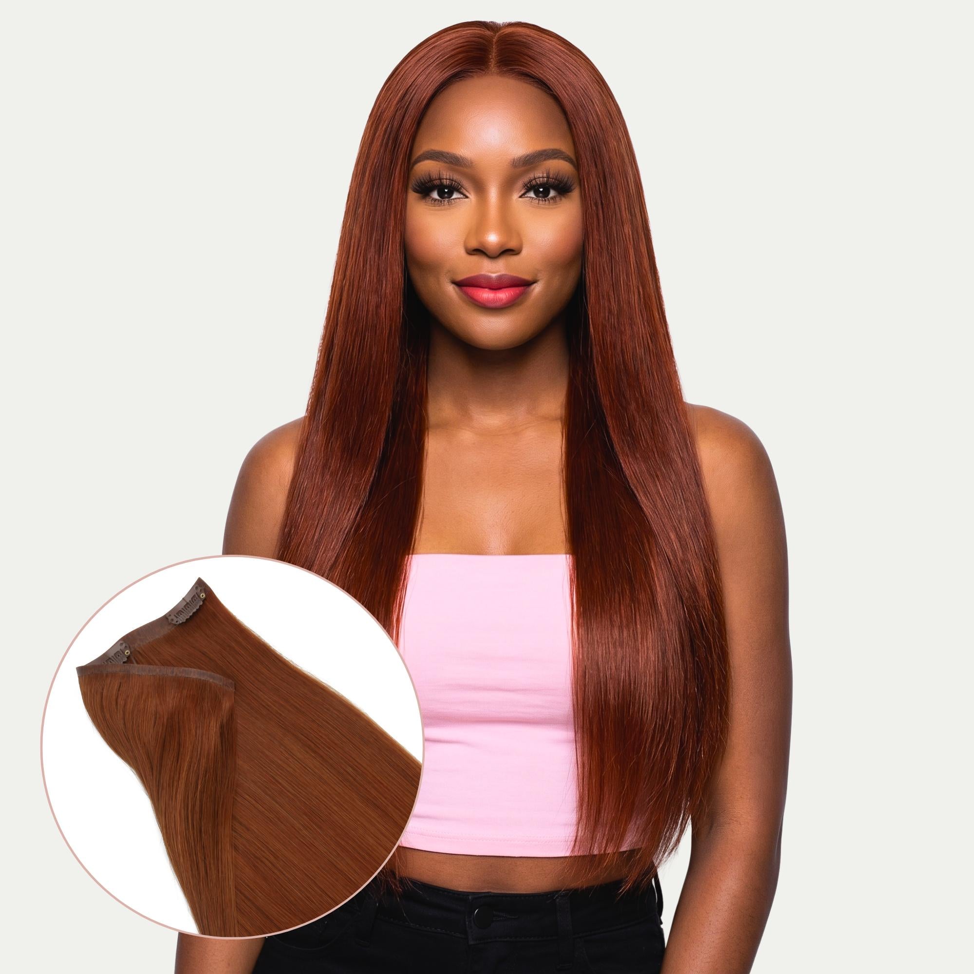 20" Rich Copper Auburn Seamless Clip - ins (180g) - Private Label