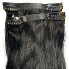 Jet Black Seamless Clip - In 100% Human Hair Extensions - Private Label