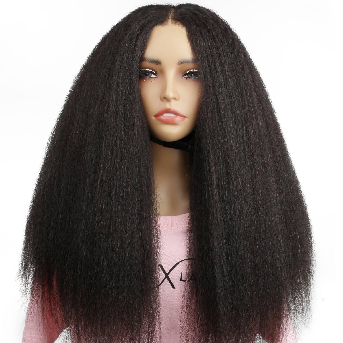 Kinky Straight 2x6 HD Lace Closure 100% Human Hair Glueless Wig - Private Label