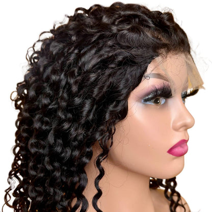 Water Wave 4x4 Transparent Closure Human Hair Wig SALE