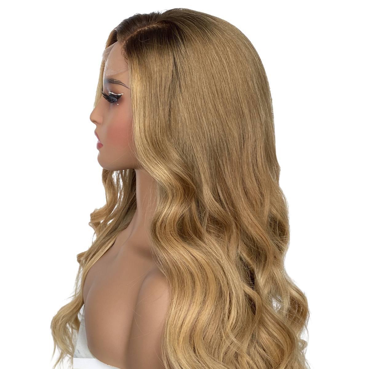Honey Blonde Ombre Wavy 5x5 HD Lace 100% Human Hair Closure Wig - Private Label
