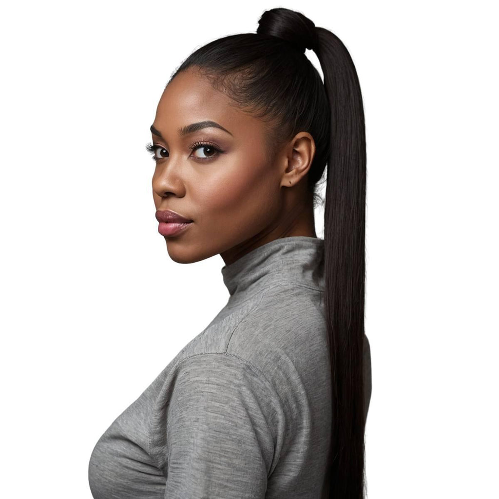 Natural Black 100% Human Hair Ponytail Extension - Private Label