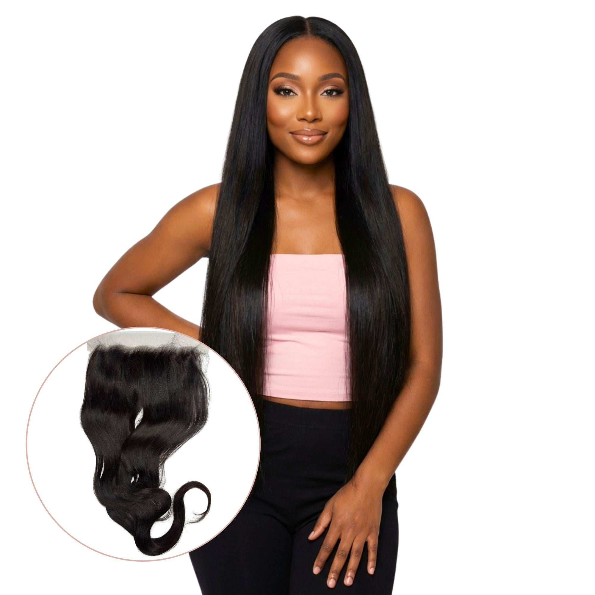 40" Raw Straight 13x6 HD Lace Human Hair Frontal - Private Label