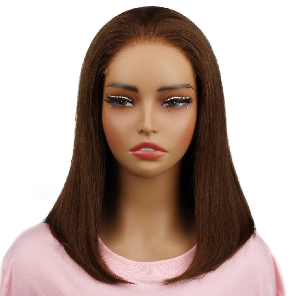 Dark Brown Glueless 5x5 HD Closure Bob 12" SALE - Private Label